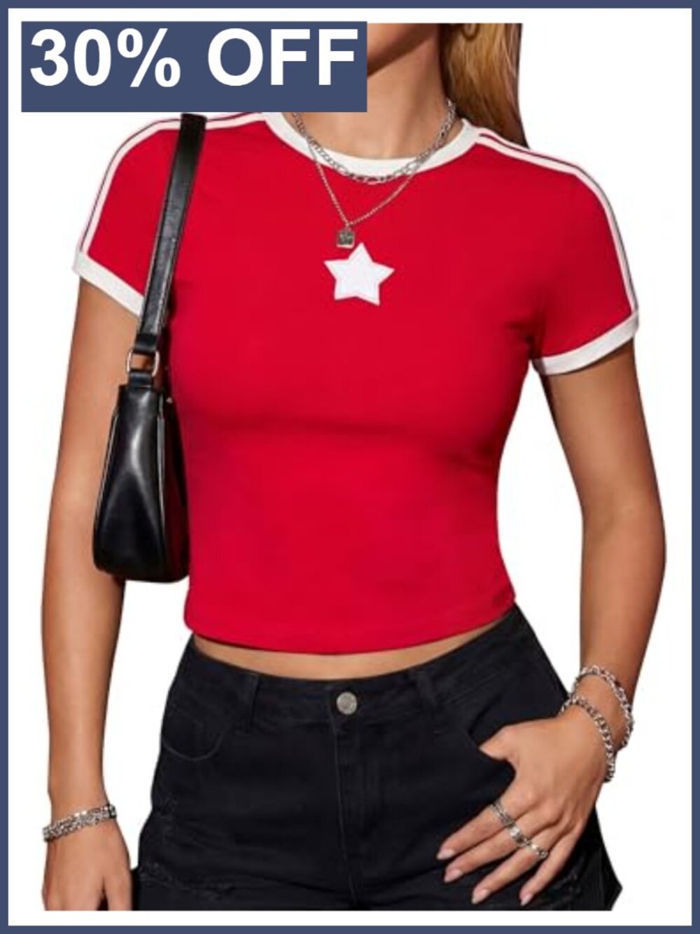 Y2K Crop Tee for Women Going Out Fitted Short Sleeve 80% Rayon